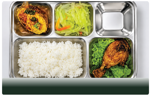 Cơm - Gà chiên nước mắm - Đạu hủ nhồi thịt